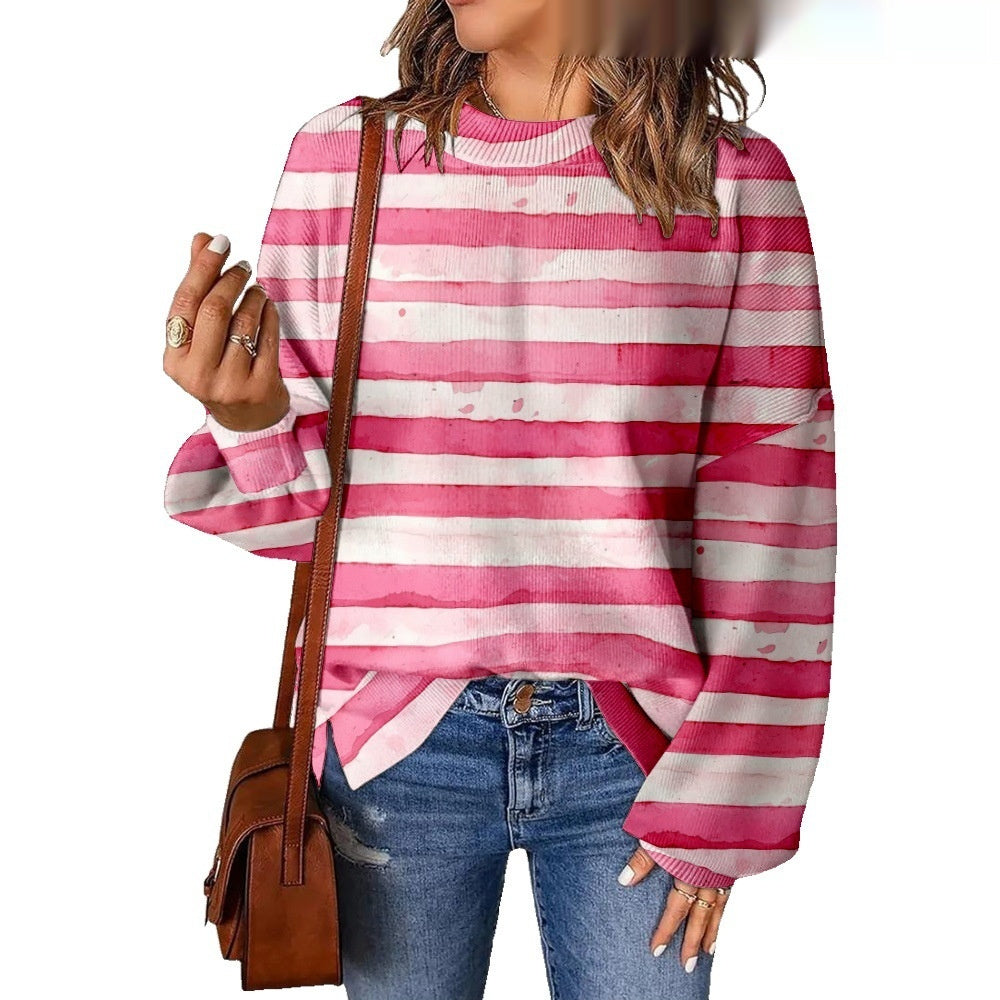 3D Digital Printing Pattern Shading Fashion Trend Round Neck Sweater