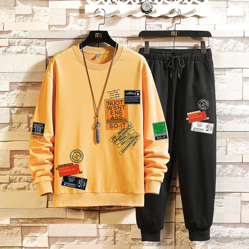 Men's Sweater Suit Sportswear Long Sleeve Capri Pants