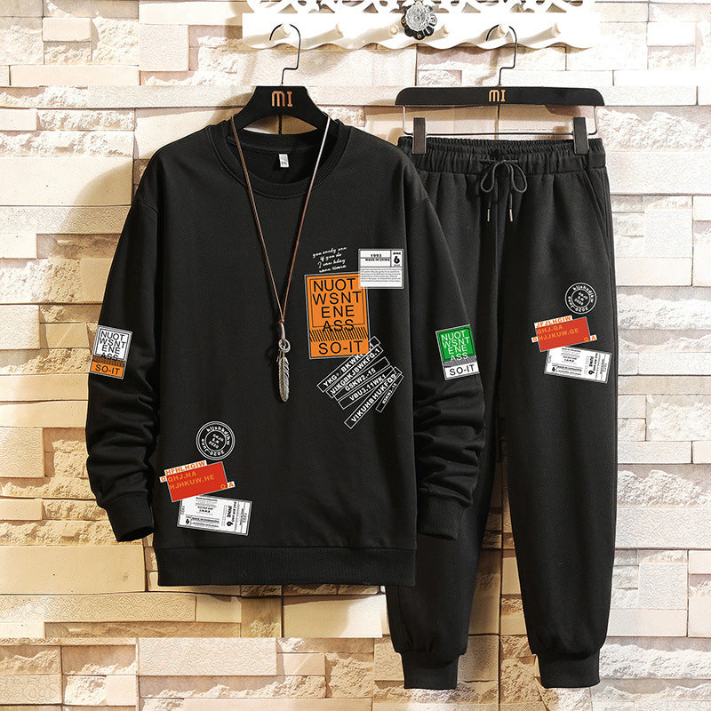 Men's Sweater Suit Sportswear Long Sleeve Capri Pants