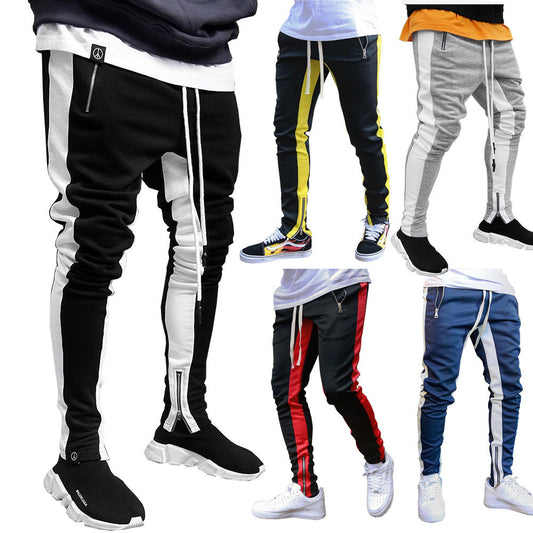 Men's Strappy Trousers  Zippered Sports Trousers