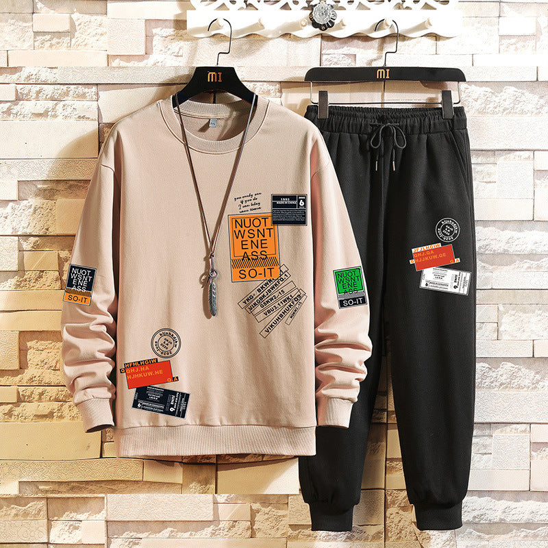 Men's Sweater Suit Sportswear Long Sleeve Capri Pants