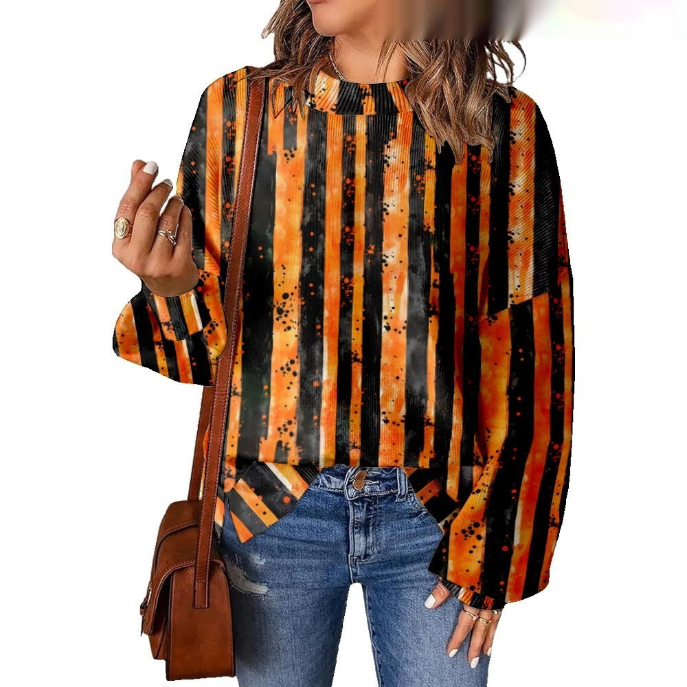 3D Digital Printing Pattern Shading Fashion Trend Round Neck Sweater