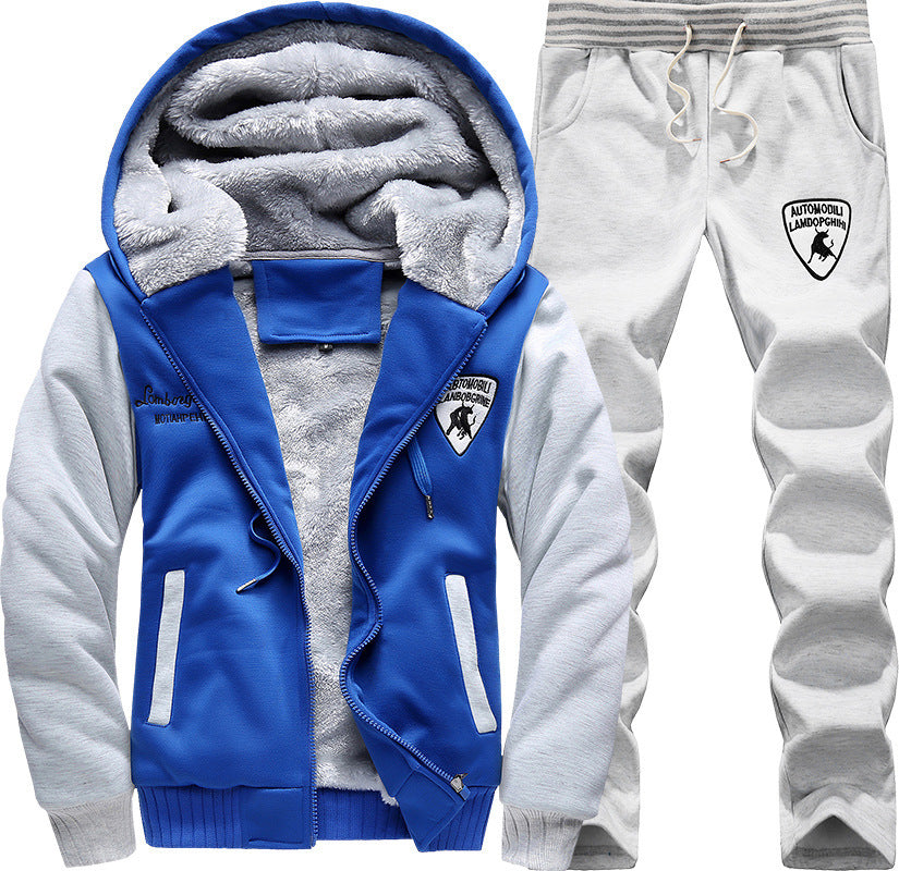 Men sweater suit with cashmere Korean winter fashion hoodie coat