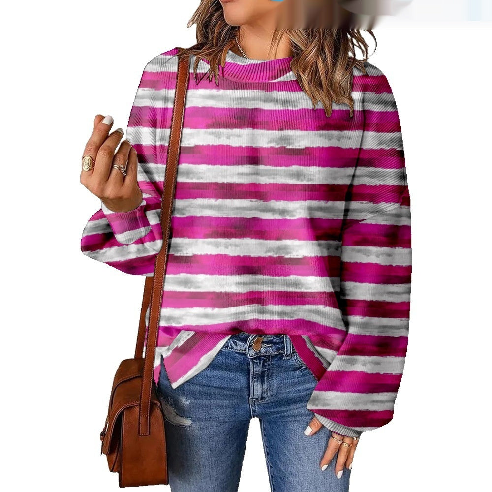 3D Digital Printing Pattern Shading Fashion Trend Round Neck Sweater