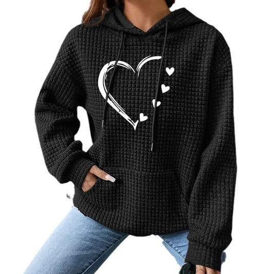 Autumn And Winter Women's New Hooded Long Sleeve Heart-shaped Sweater