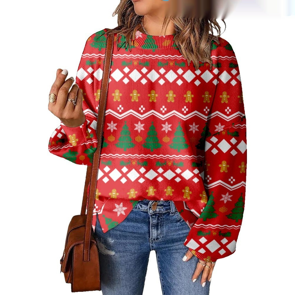 3D Digital Printing Pattern Shading Fashion Trend Round Neck Sweater