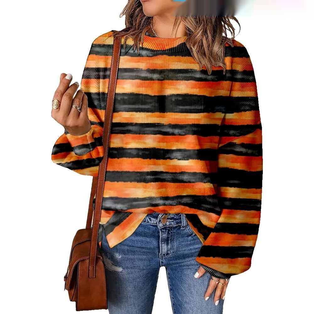 3D Digital Printing Pattern Shading Fashion Trend Round Neck Sweater