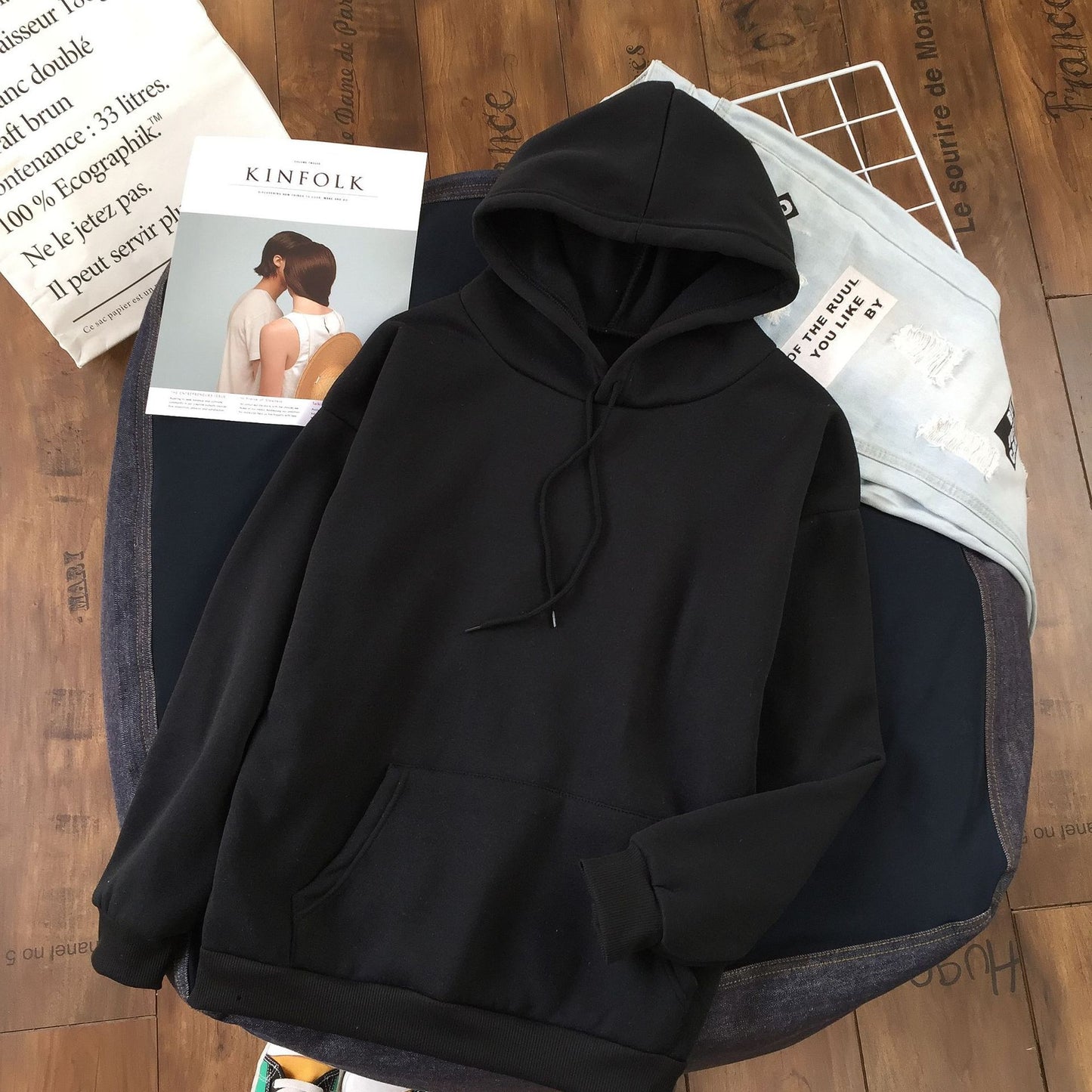 Long Sleeve Solid Color Hooded Sweater Couple