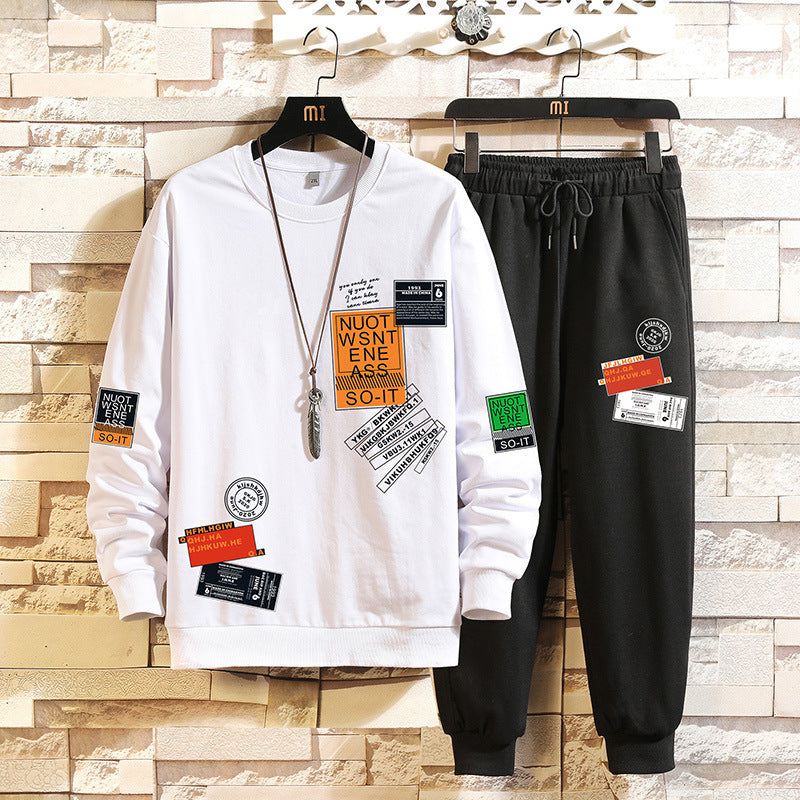 Men's Sweater Suit Sportswear Long Sleeve Capri Pants