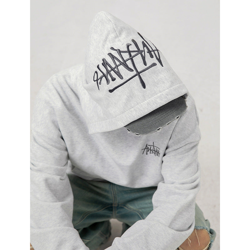 Fashion Hand-painted Letters Embroidered Hoodie Men