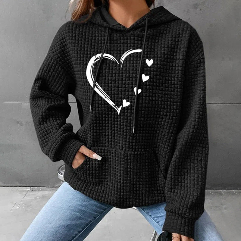 Autumn And Winter Women's New Hooded Long Sleeve Heart-shaped Sweater