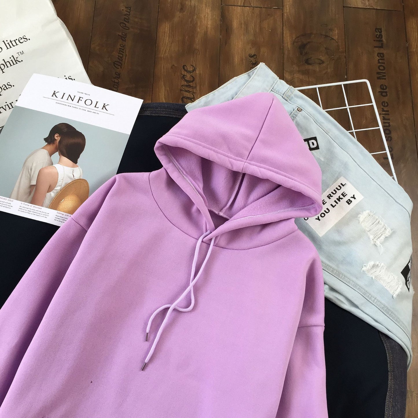 Long Sleeve Solid Color Hooded Sweater Couple