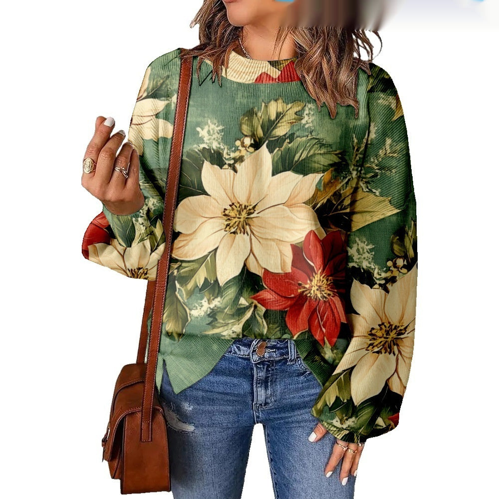 3D Digital Printing Pattern Shading Fashion Trend Round Neck Sweater